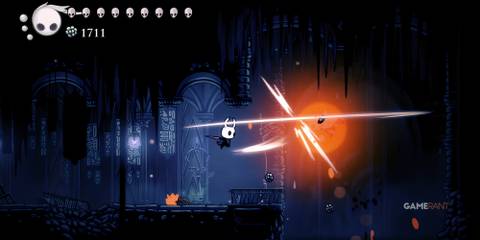 Hollow Knight: 10 Tips To Make The Game Easier The knight attacks a flying enemy