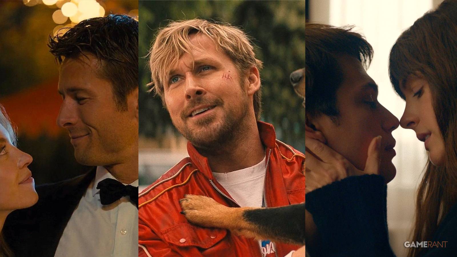 three illustrations from rom-com movies