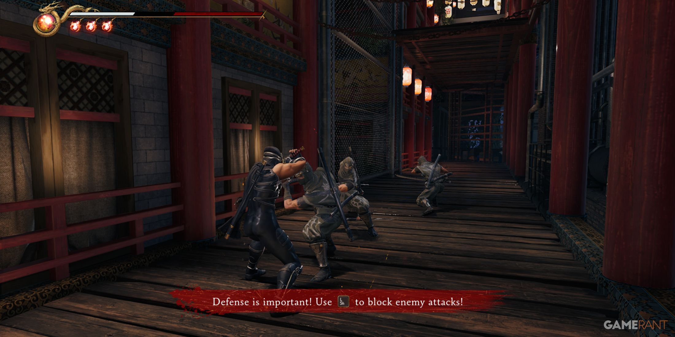 Ninja Gaiden 2 Black tip Defensive combat in action with block enemy attacks prompt