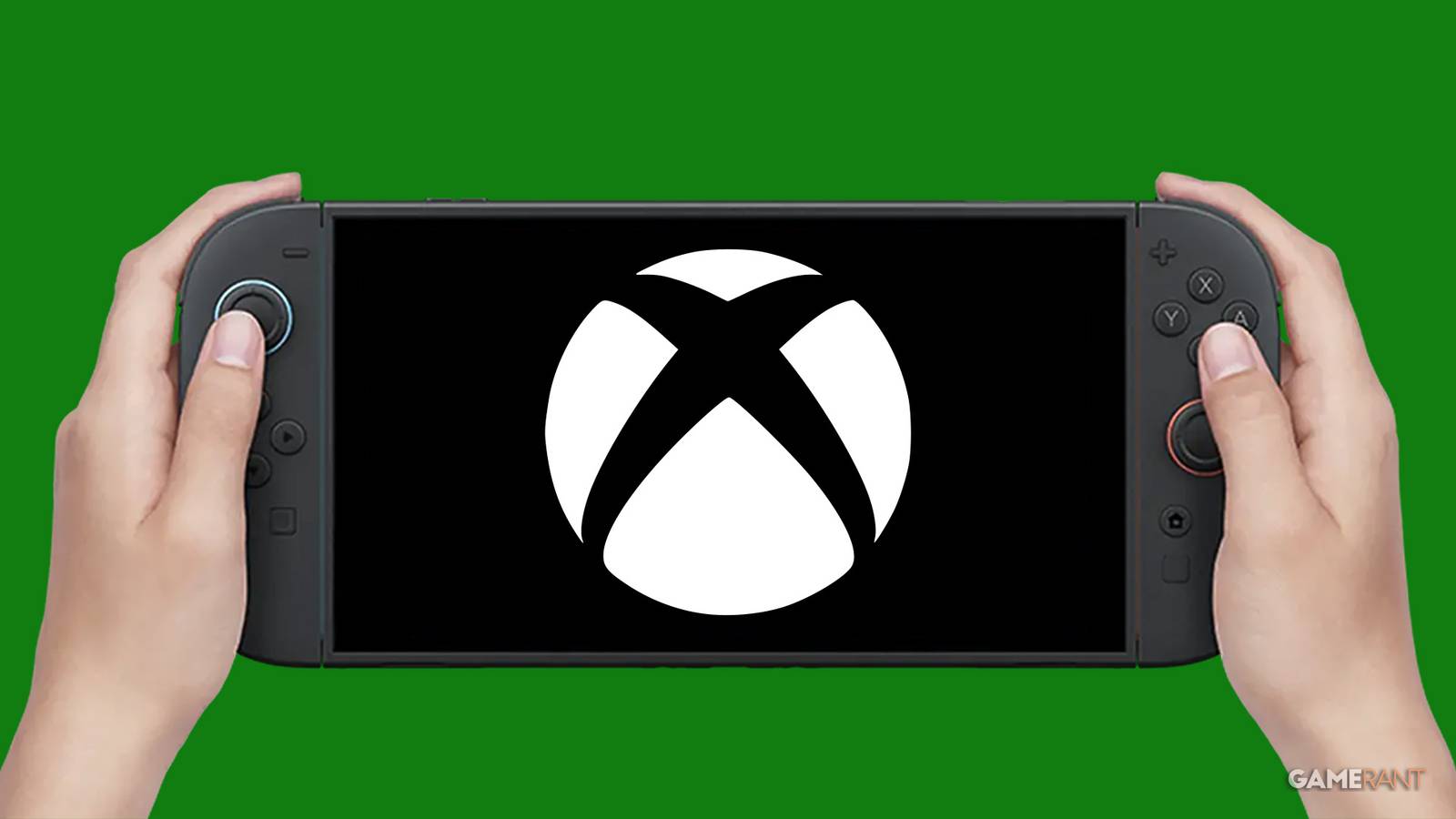 Nintendo Switch 2 handheld Xbox logo green background 2x1 composite