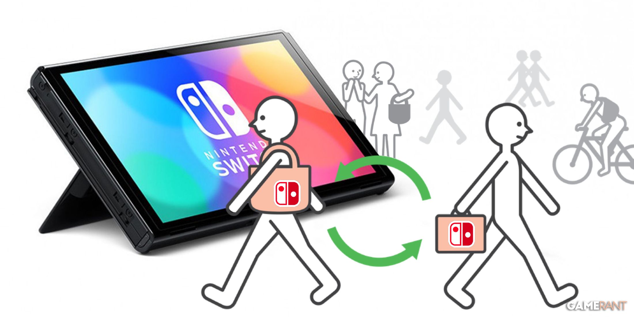 A Nintendo OLED Switch with 3DS Streetpass