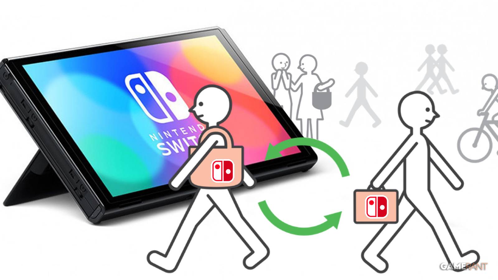 A Nintendo OLED Switch with 3DS Streetpass