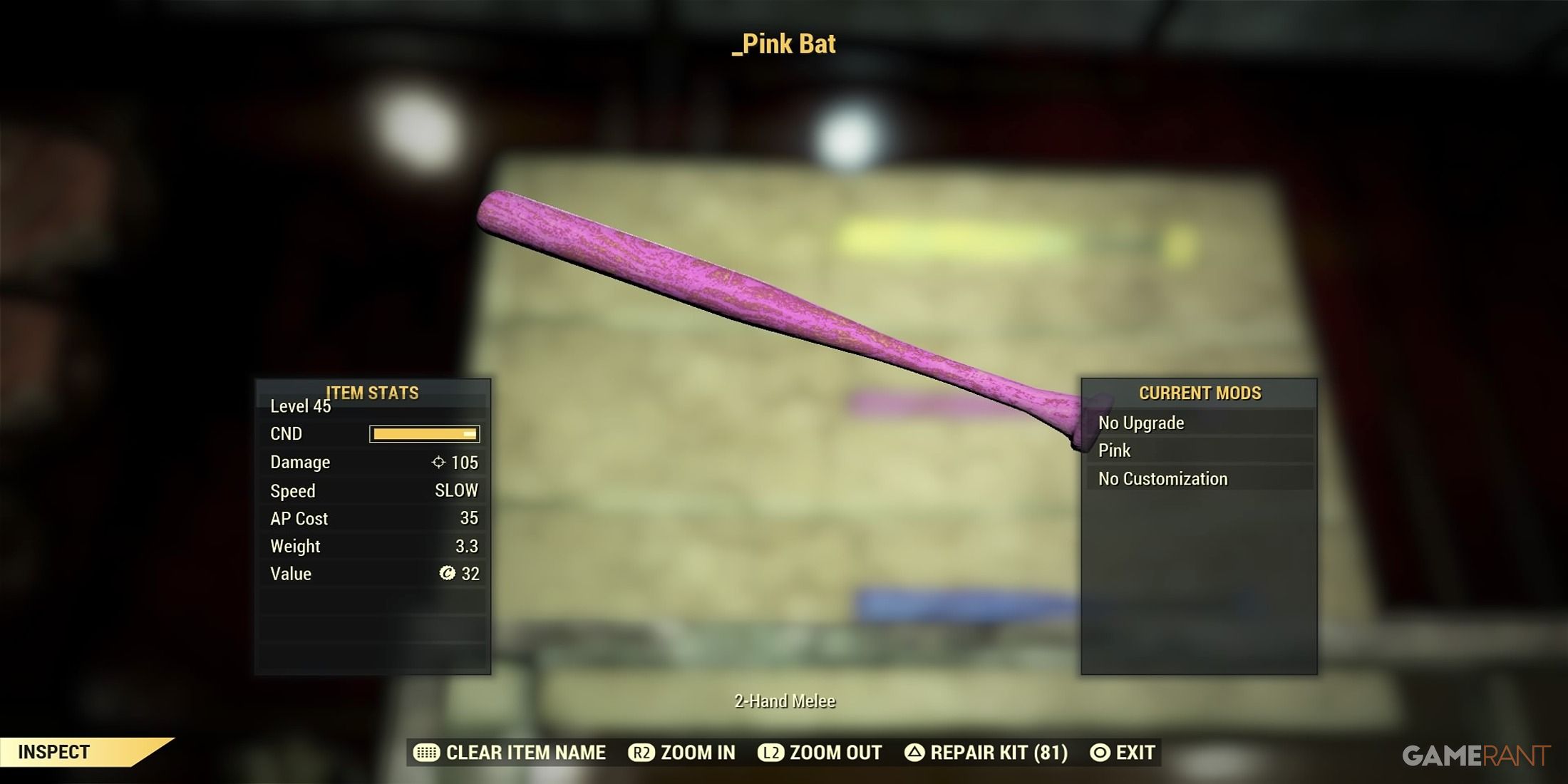 Pink Bat In Fallout 76