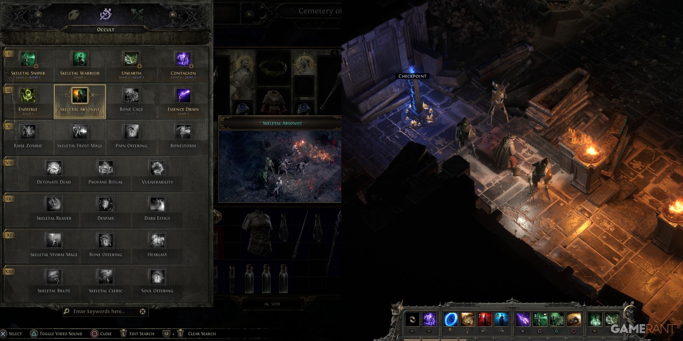 Path Of Exile 2 split image of Skeletal Arsonist