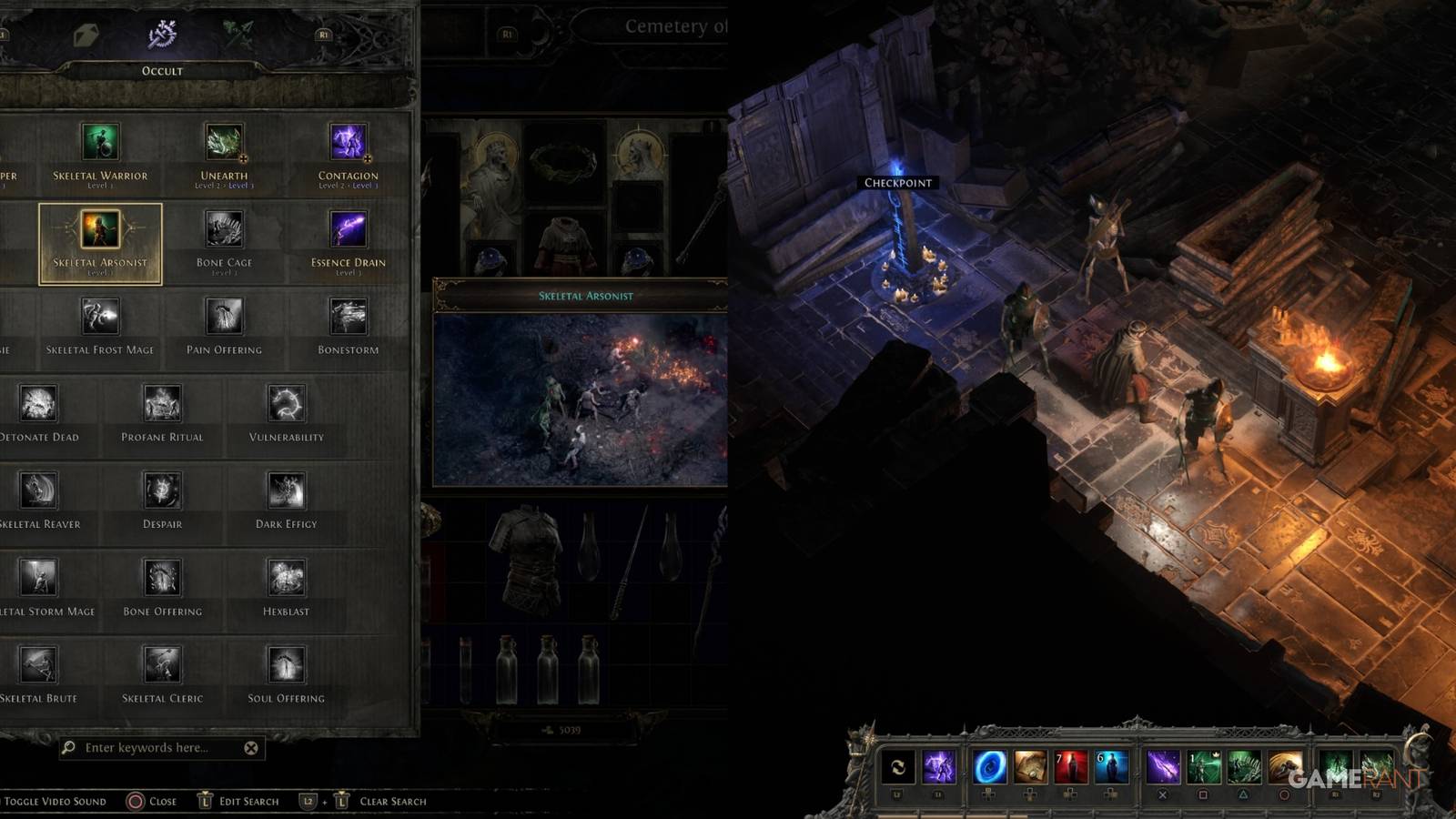 Path Of Exile 2 split image of Skeletal Arsonist