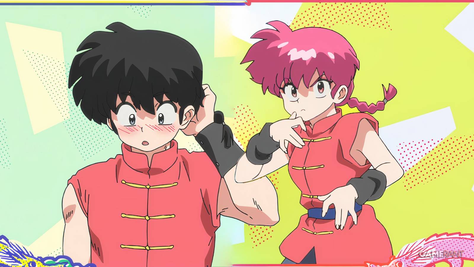 A merged image featuring Ranma in his boy and girl form from Ranma 1/2.