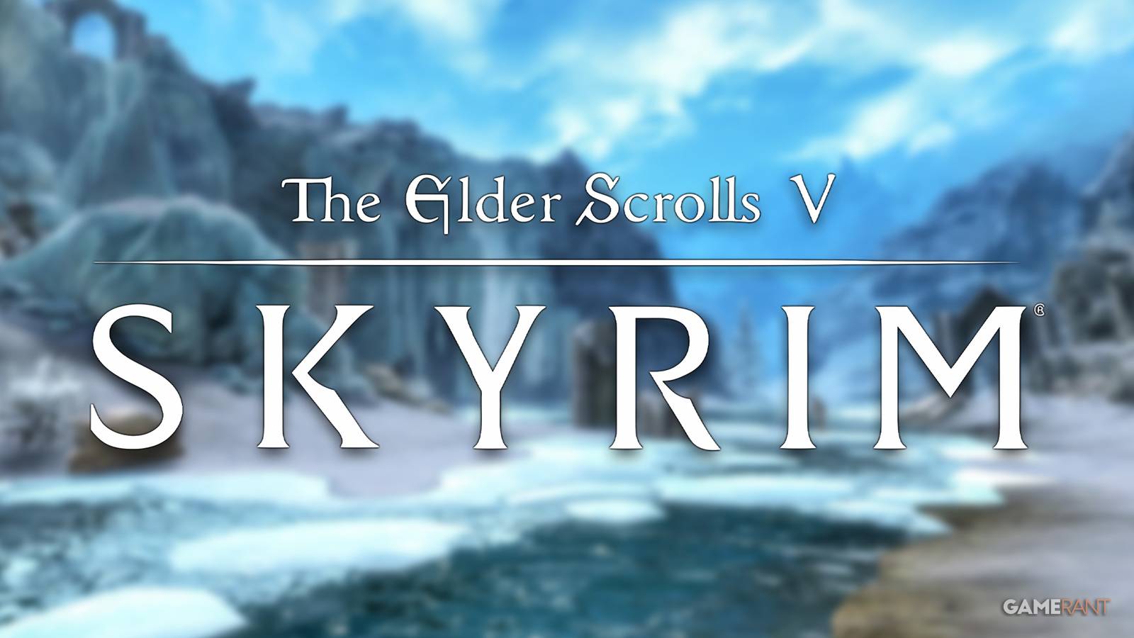 The Elder Scrolls V Skyrim logo on Forgotten Veil background