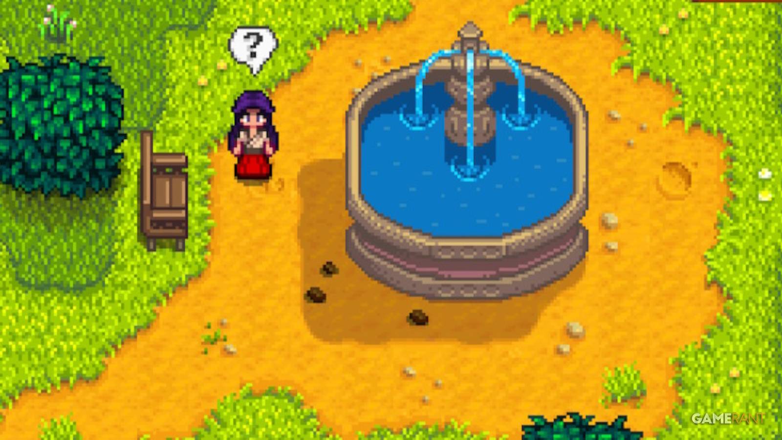 stardew valley player finds fish in town fountain