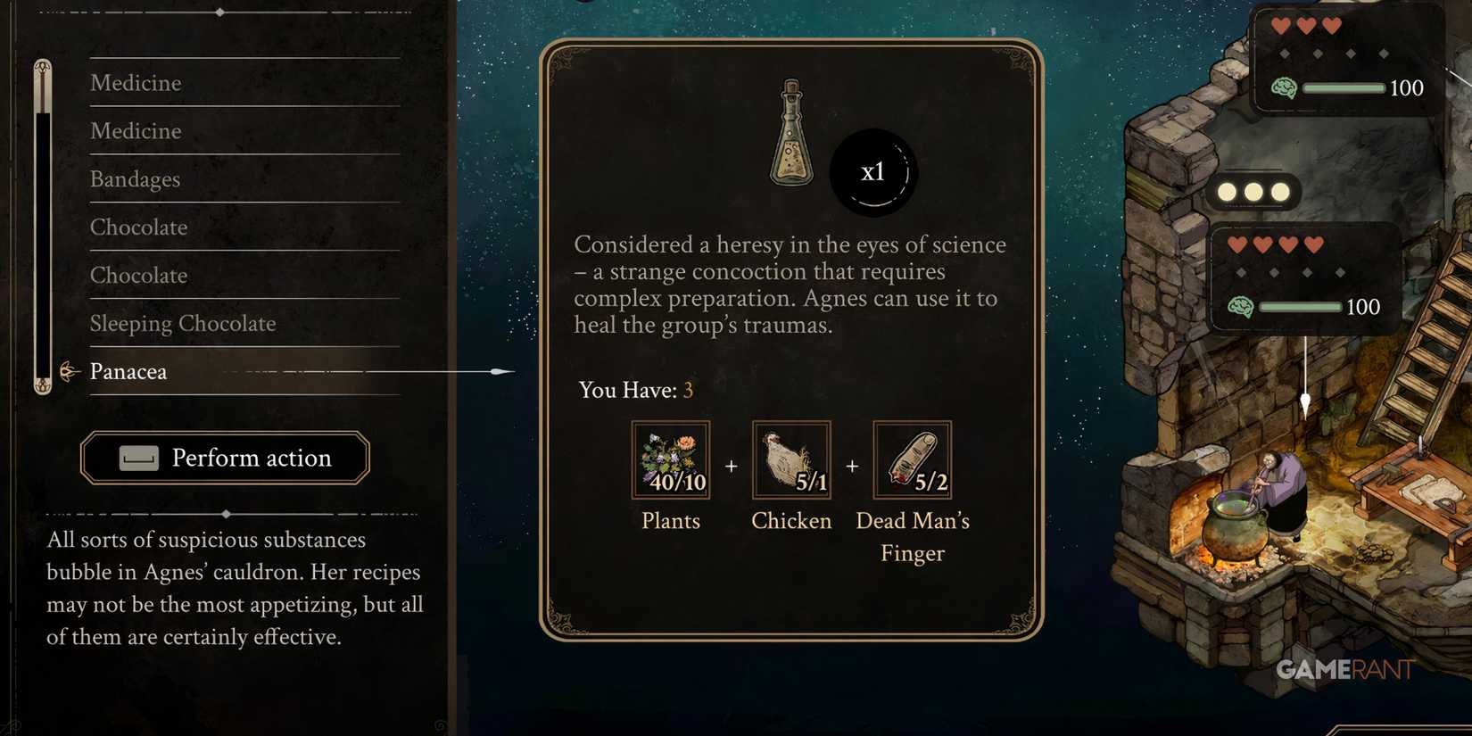 penaca for curing group traumas in the stone of madness.