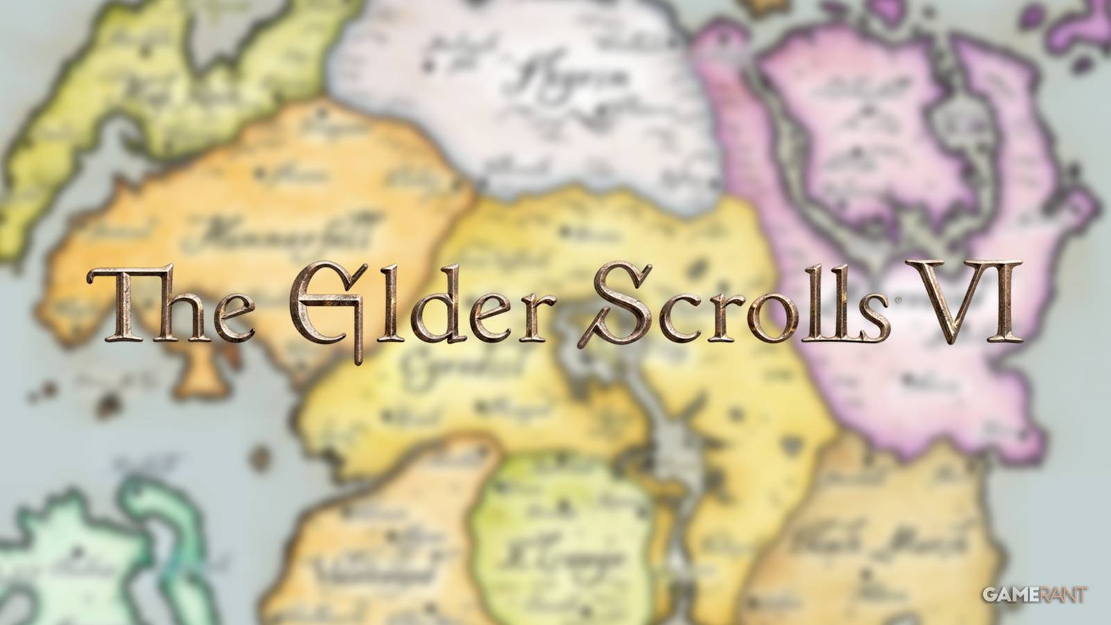 The Elder Scrolls 6 logo with Tamriel Background