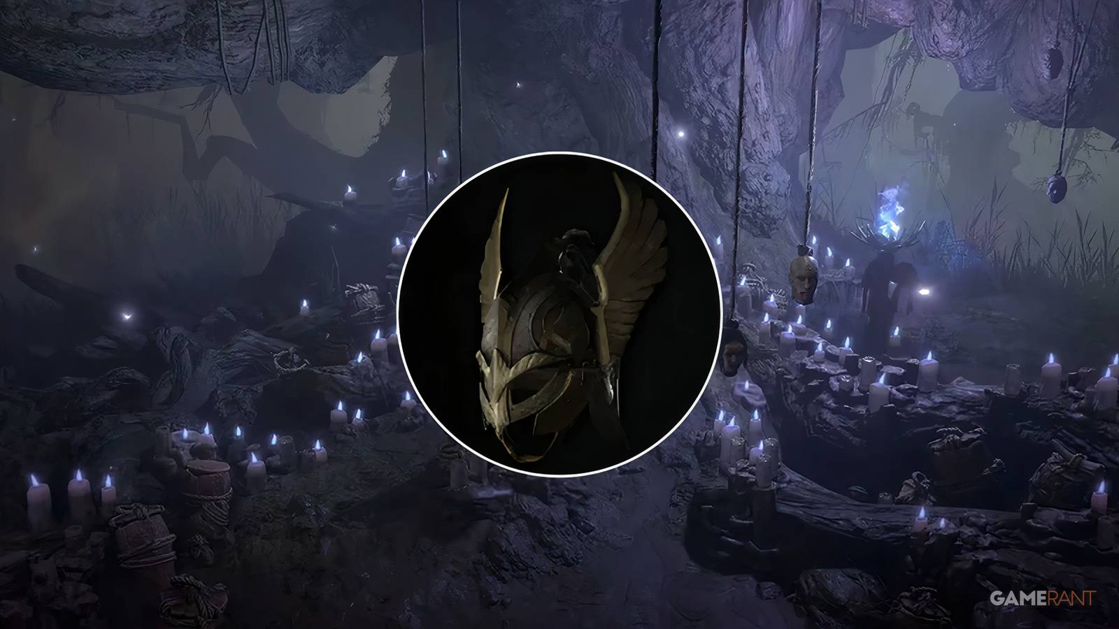 heir of perdition on a black backgroup, tree of whispers interposed behind