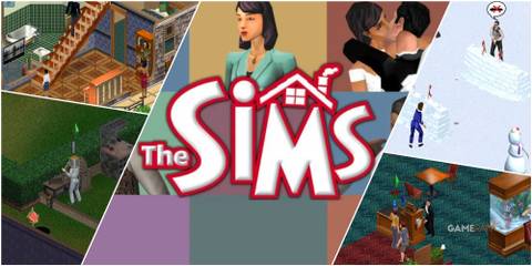 A Collage Of Key Art & Key Frames From The Sims 1 Showing Characters In A Variety Of Situations