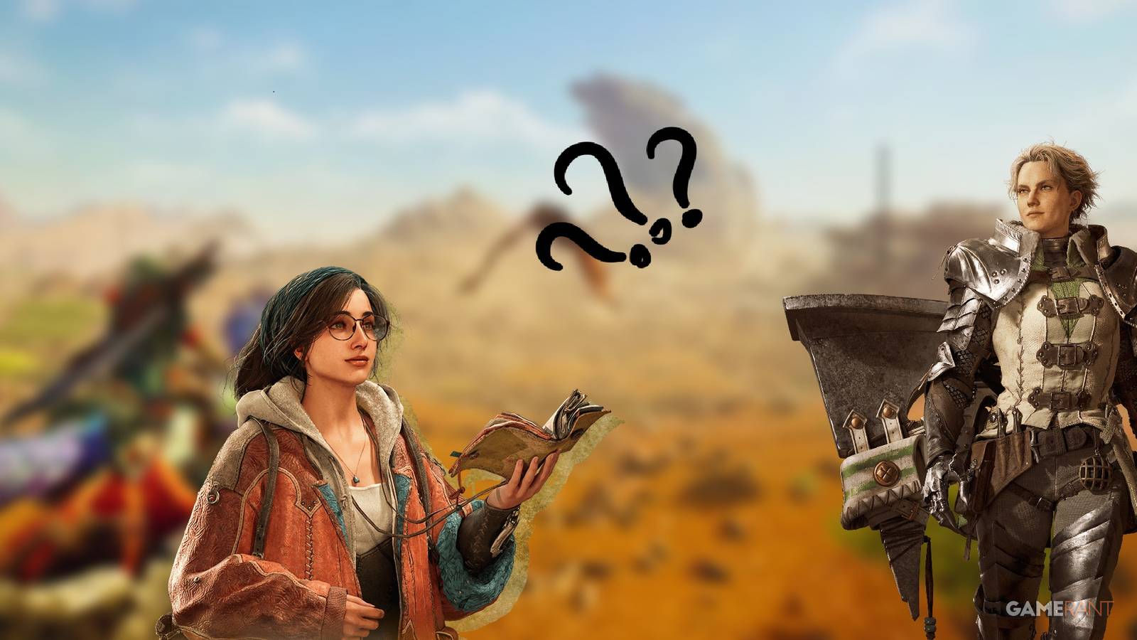 alma mh wilds characters plains blurred background