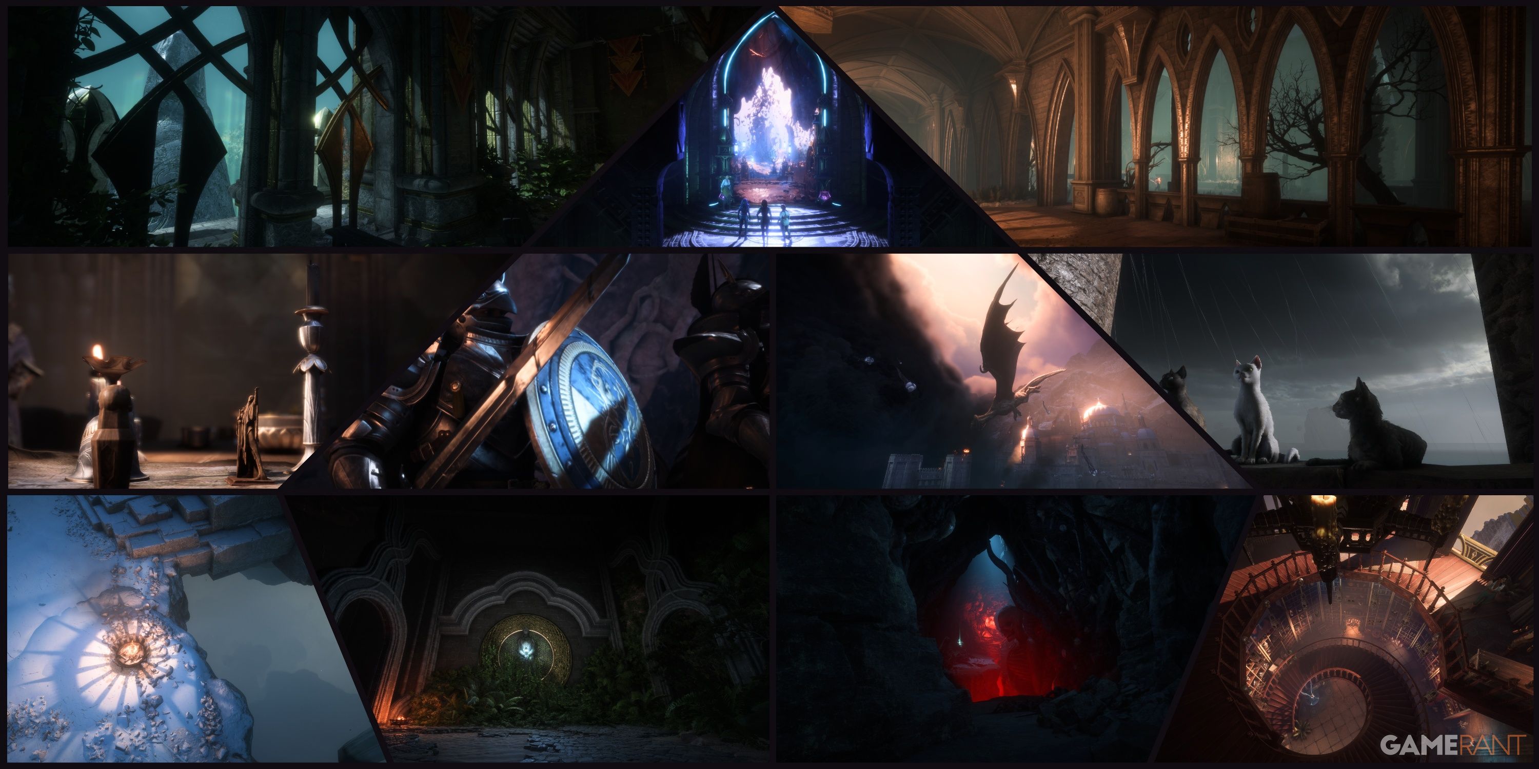 Various scenes in Arlathan, Treviso, Minrathous, Nevarra, and the Lighthouse, Grey Wardens and an Archdemon