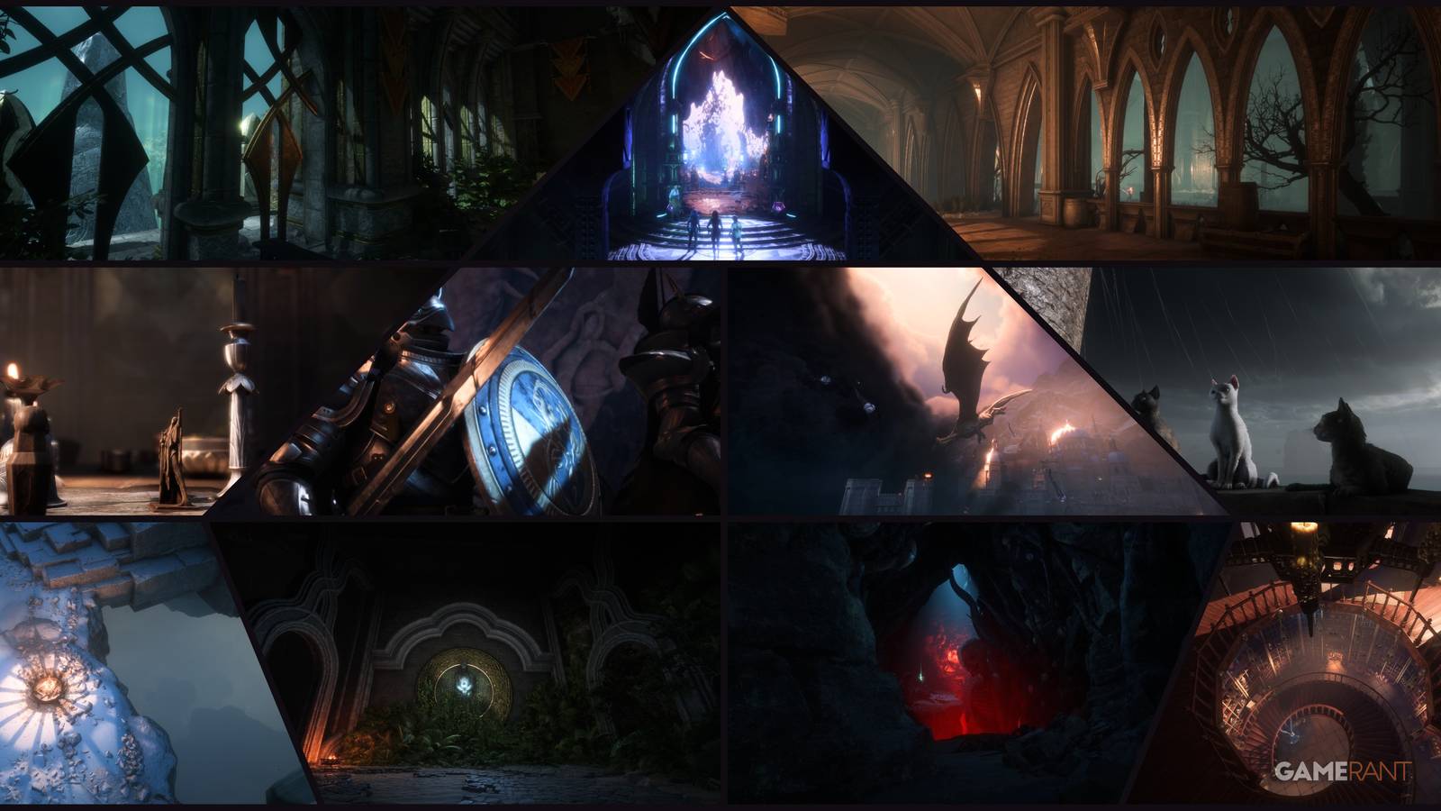 Various scenes in Arlathan, Treviso, Minrathous, Nevarra, and the Lighthouse, Grey Wardens and an Archdemon