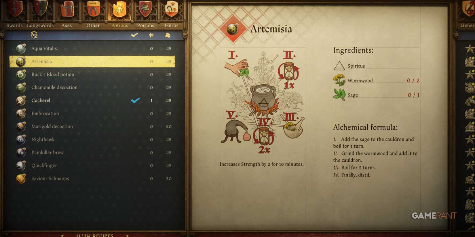 Artemisia increases strength, making it a standout in the best potions for Kingdom Come Deliverance 2