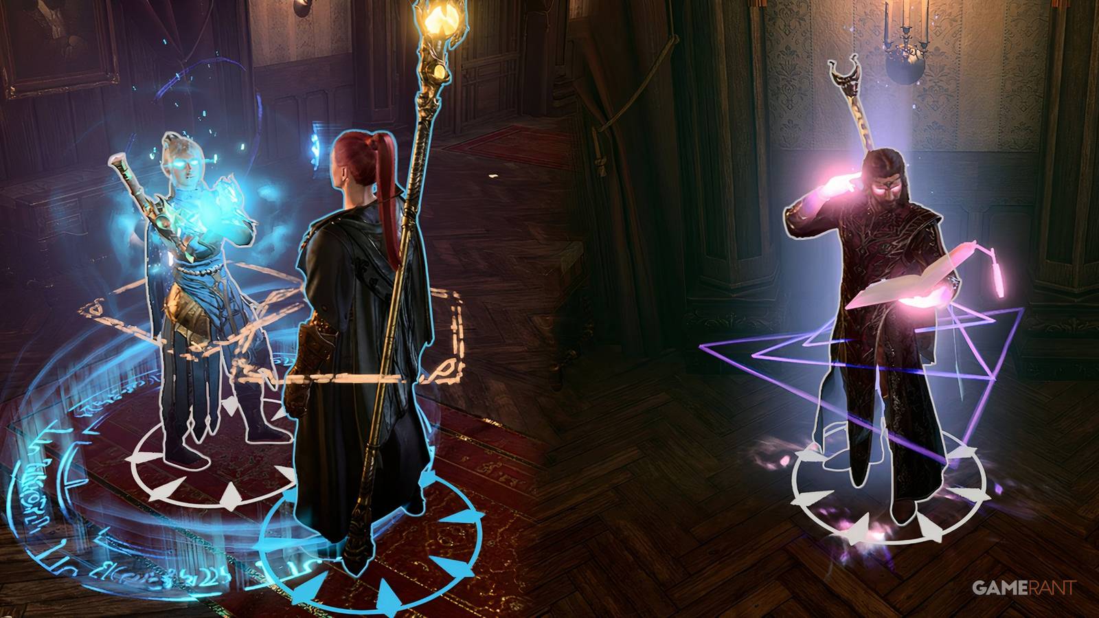 Shadowheart and Gale casting a spell in Baldur's Gate 3