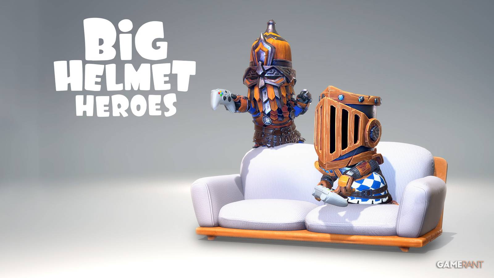 Big Helmet Heroes couch key art gray background