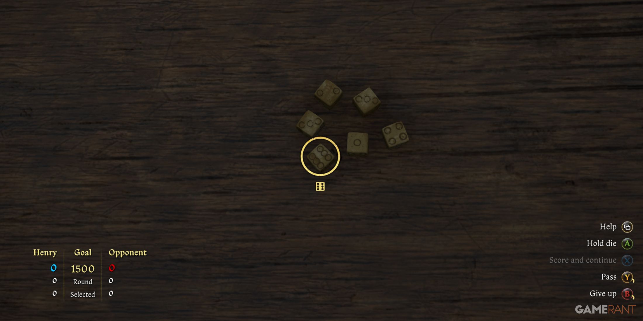 Close-up of the dice gambling mechanic in Kingdom Come Deliverance 2