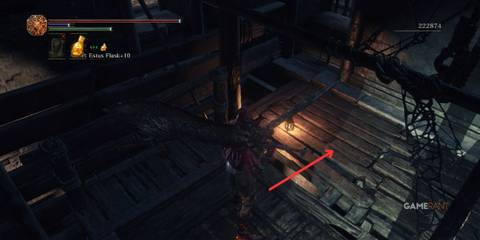 Character taking an elevator in Dark Souls 3