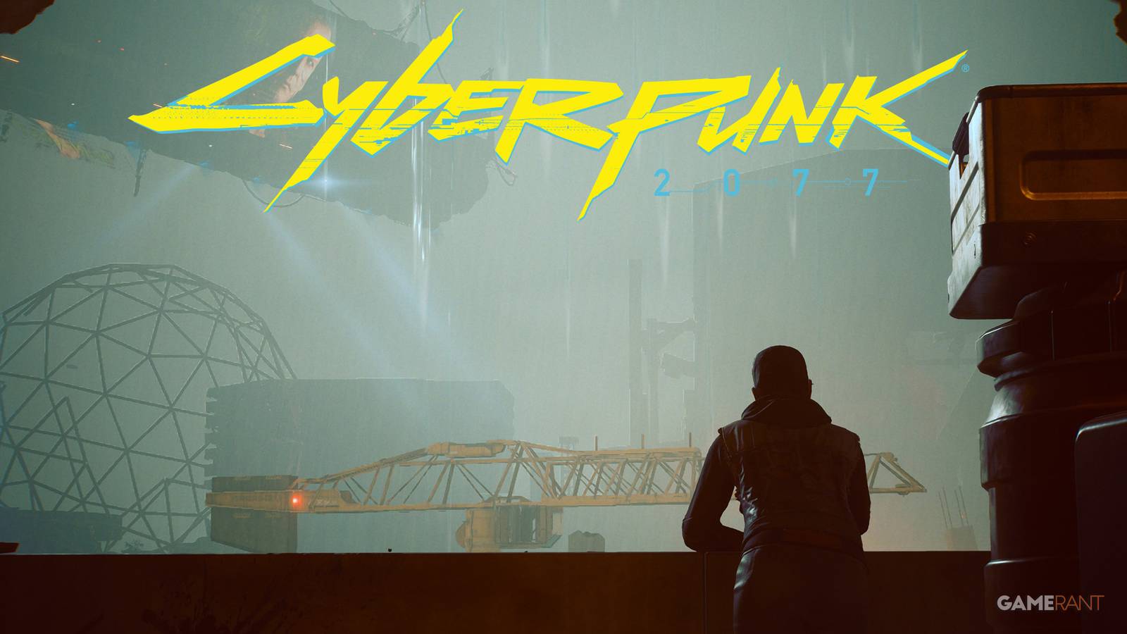 Cyberpunk 2077 Dogtown view cranes with game logo 2x1 composite