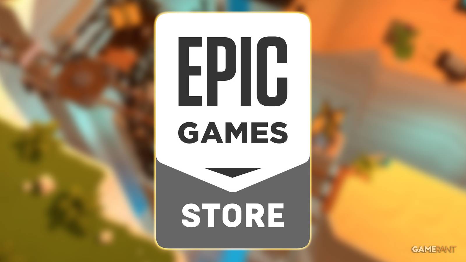 Epic Games Store logo over blurred Mages of Mystralia promo gameplay screenshot