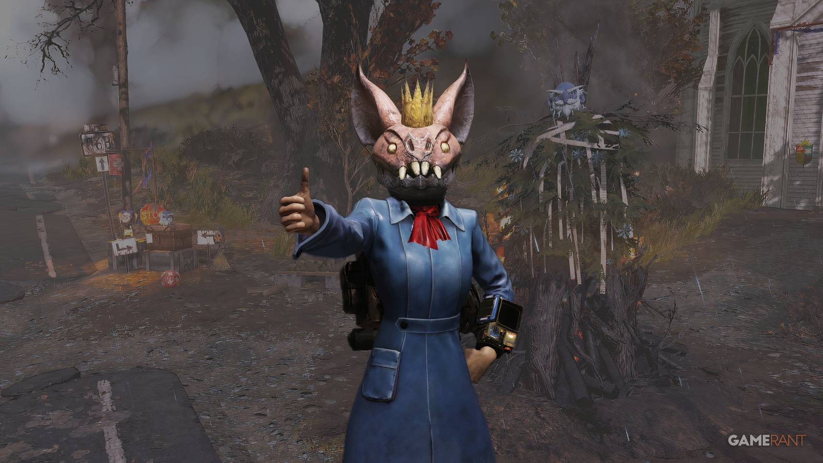 Fallout 76 Fasnacht Day Seasonal Event Rare Rewards Scorchbeast Queen Mask Player Thumbs Up Pose edit GAMERANT