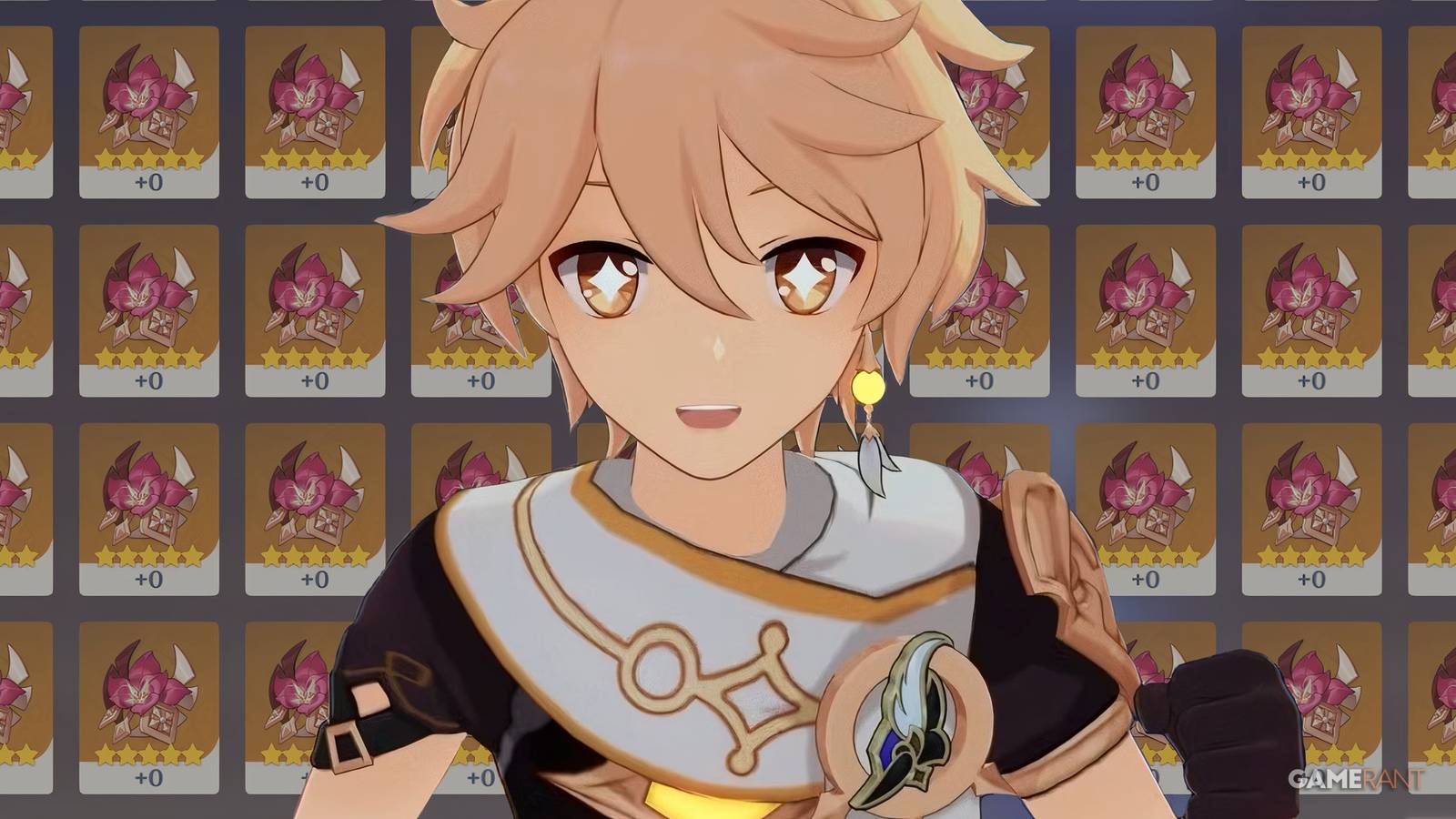 Genshin Impact Traveler Aether with Artifact Sets Inventory Screen edit GAMERANT