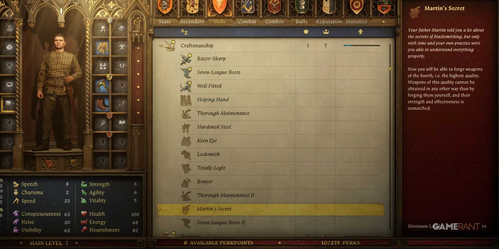 Kingdom Come Deliverance 2 - Craftmanship Perks