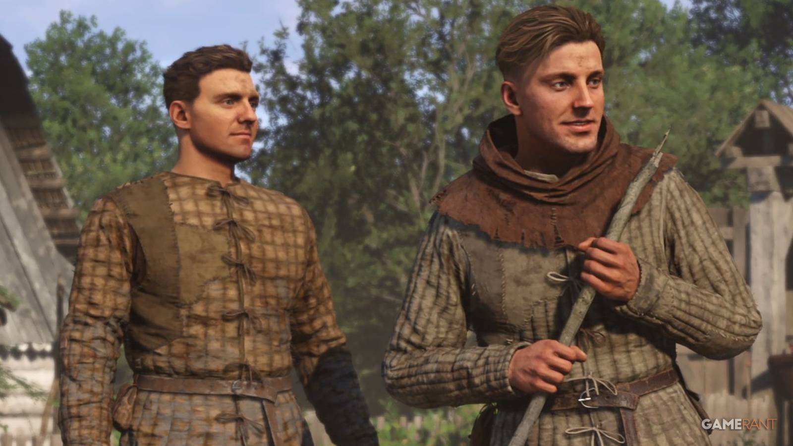 Kingdom Come Deliverance 2 Henry and Hans Capon in vagabond clothes cutscene smiling