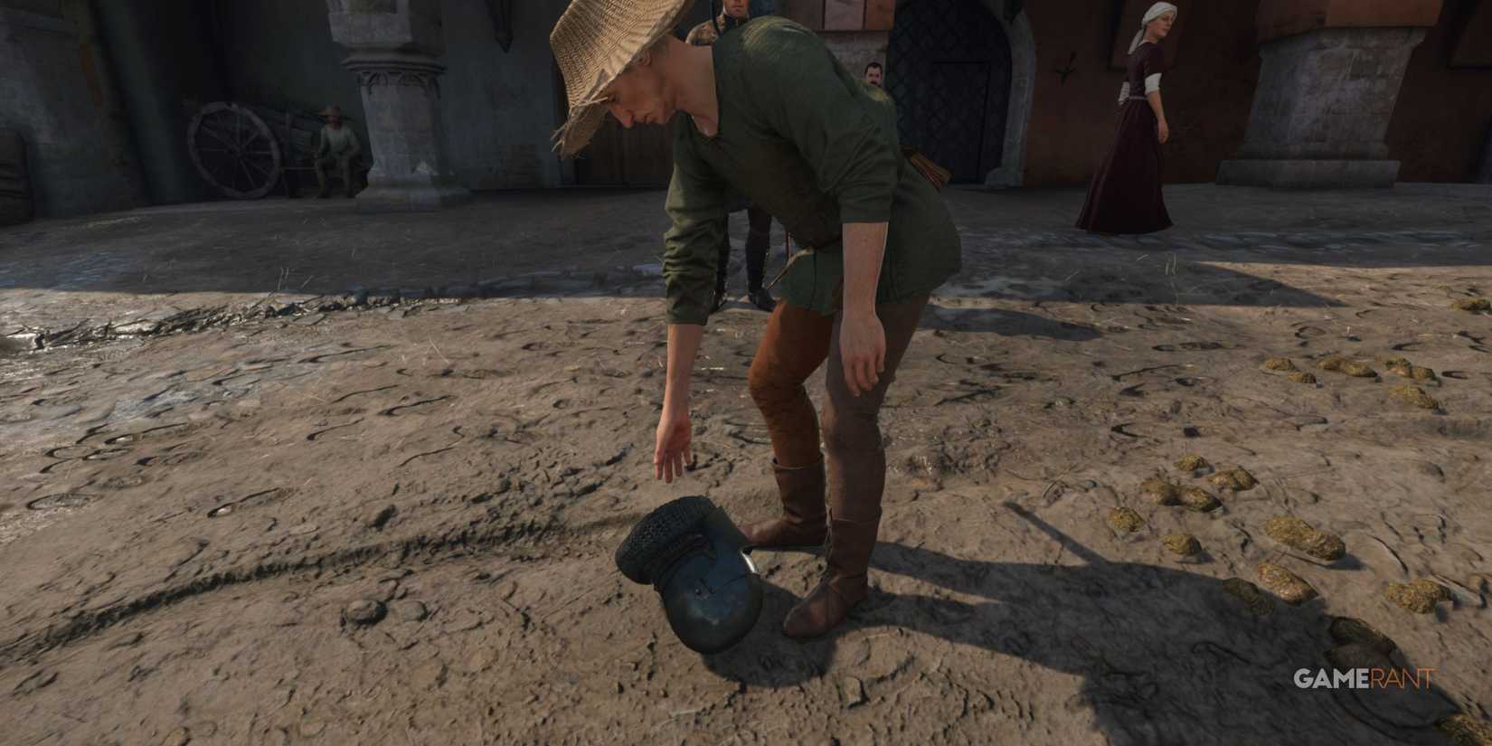 Kingdom Come Deliverance 2 - NPC Picking Up Helmet