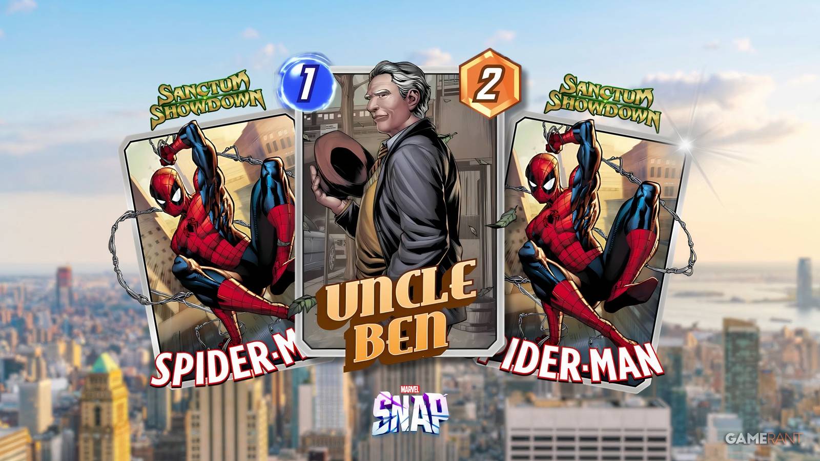 uncle ben and spider-man cards from marvel snap.