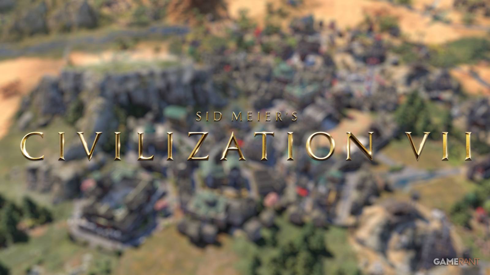 Civilization 7 logo on blurred official screenshot background