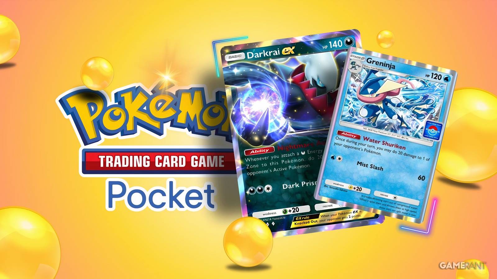the darkrai ex and greninja cards in pokemon tcg pocket.