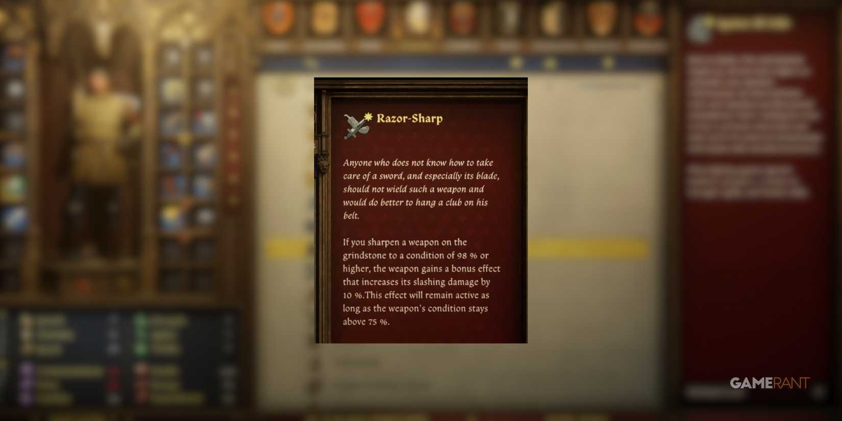 Razor-Sharp, one of the best early game perks in Kingdom Come Deliverance 2