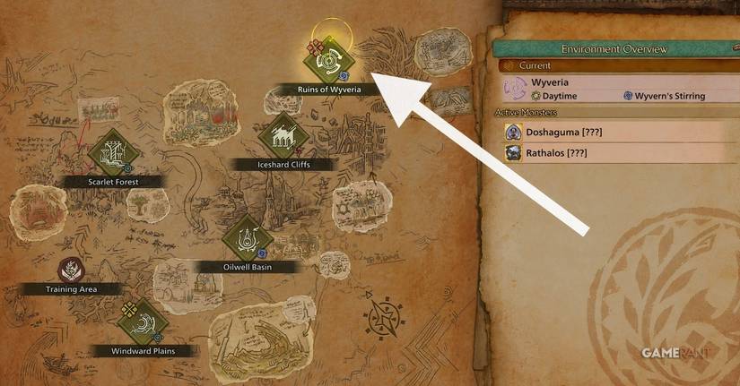 ruins of wyveria world map mh wilds