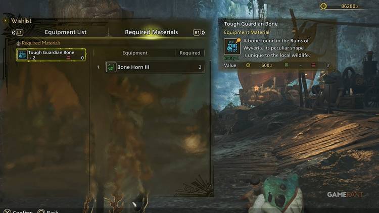 Interaja com as pilhas de ossos segurando o botão Círculo no PS5 ou B no Xbox.