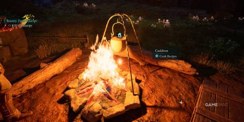 The cauldron in camp in Avowed