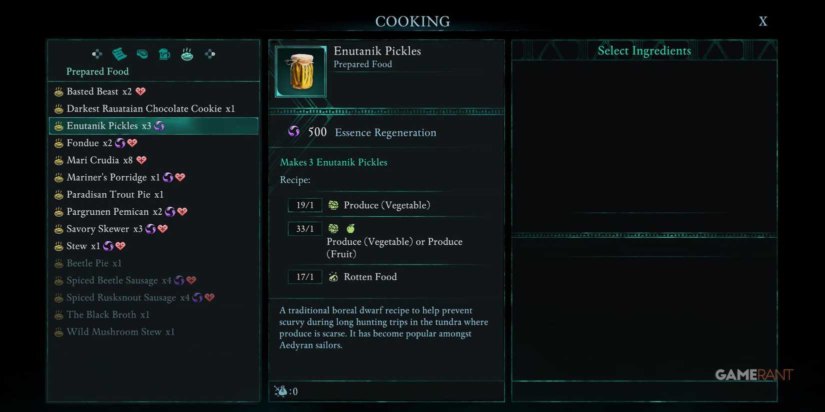 Enutanik Pickles recipe in Avowed