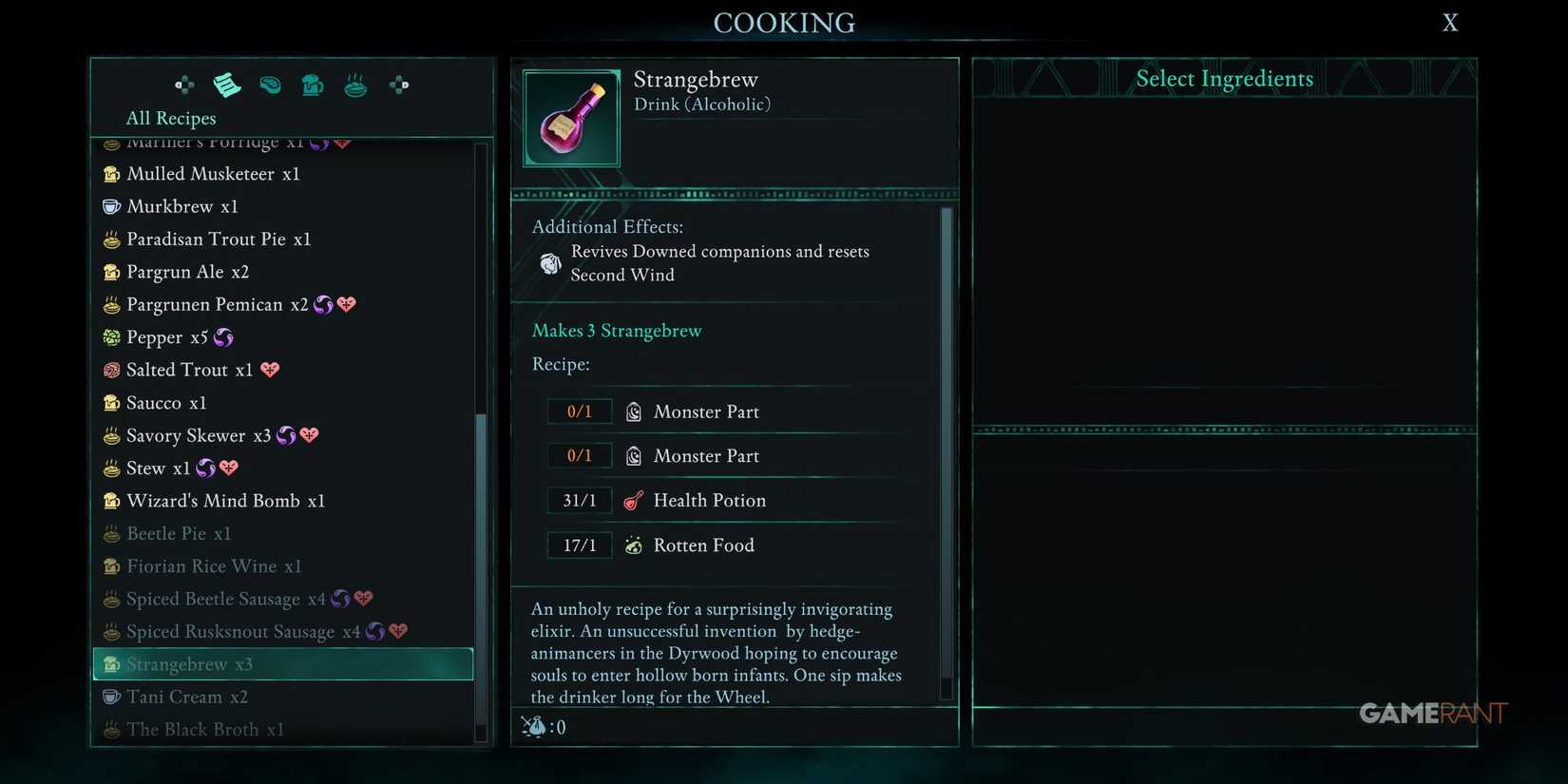 Strangebrew Recipe in Avowed