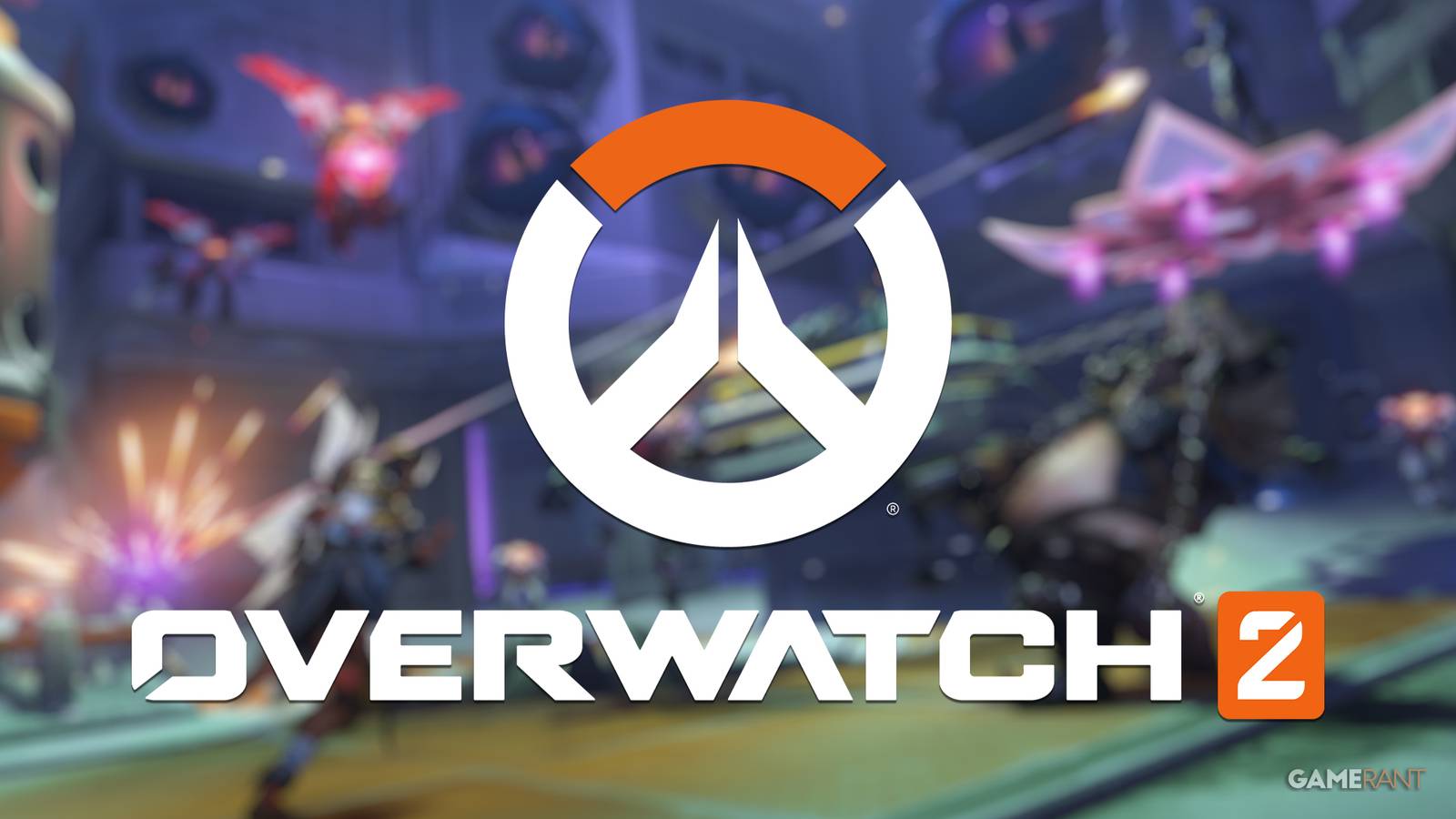 Overwatch 2 logo on blurred official screenshot of teamfight