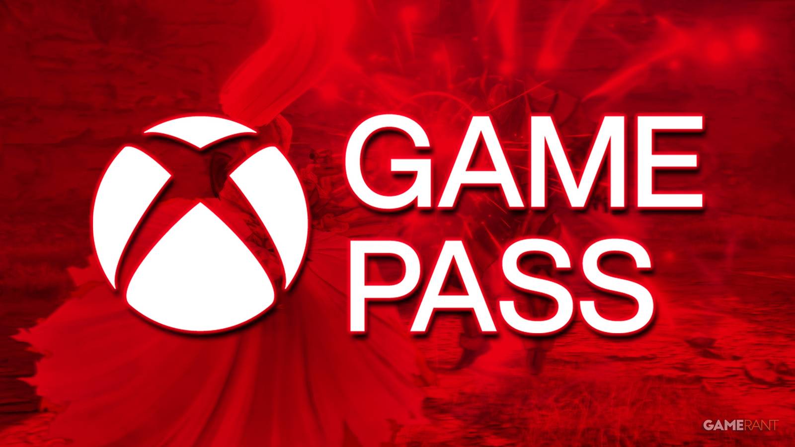 Xbox Game Pass white logo glowing red over Tales of Arise promo gameplay screenshot 2x1 composite