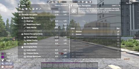 7 Days To Die Skill Menu