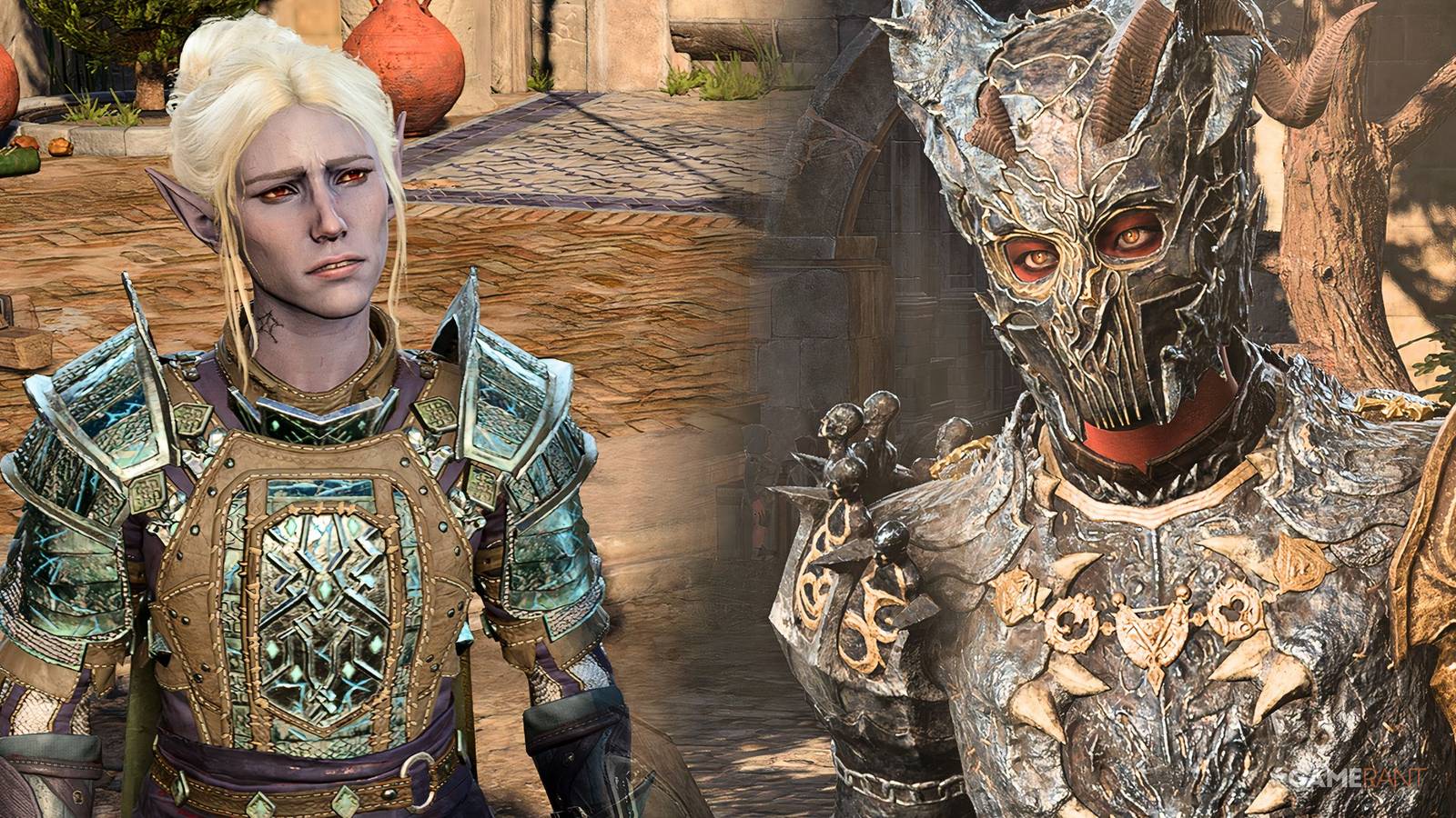 Minthara in Adamantine Splint Armour and Karlach in Helldusk set in Baldur's Gate 3