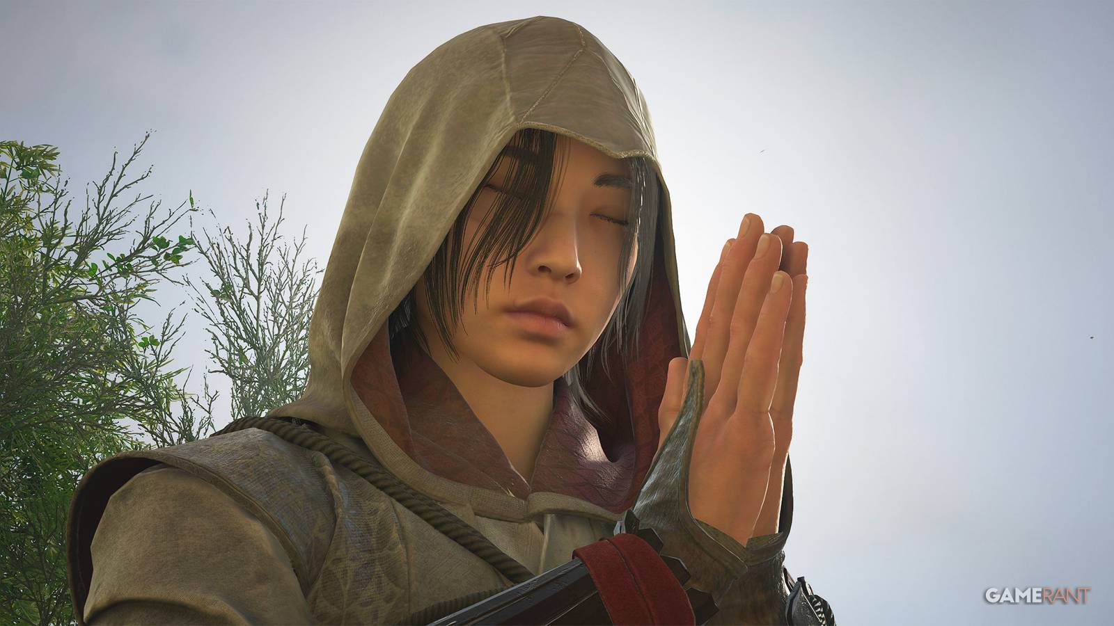 Assassin's Creed Shadows Naoe praying close-up gameplay screenshot