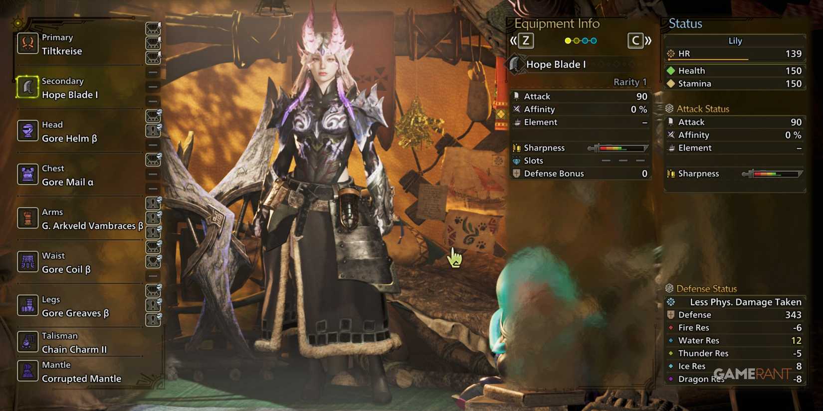 Character with armor pieces for a dual blade build in mh wilds