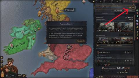 Crusader Kings 3 Automated Armies Enable Button