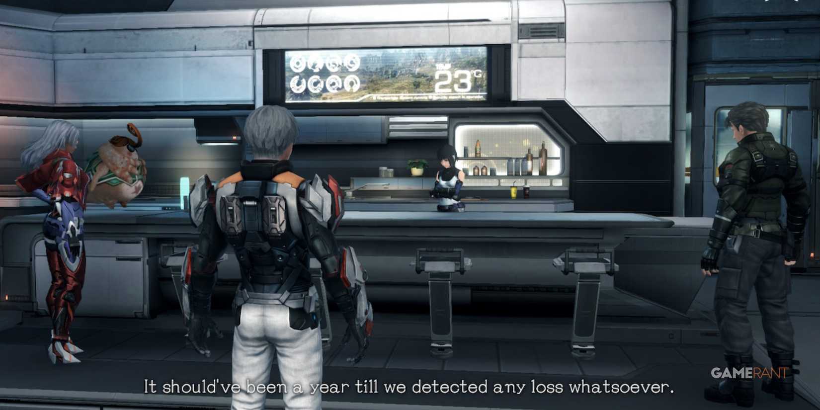 Elma, Lin, and Gwin discussing recent energy loss in Xenoblade Chronicles X Definitive Edition