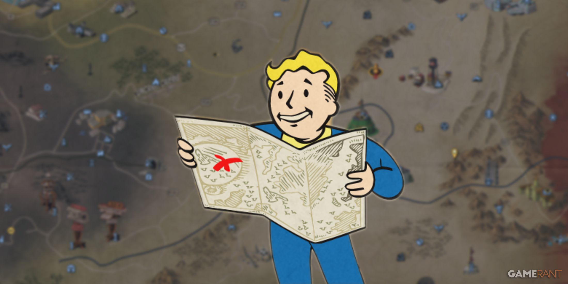 Fallout 76 New Map Locations map background with Travel Agent Perk Card art edit GAMERANT