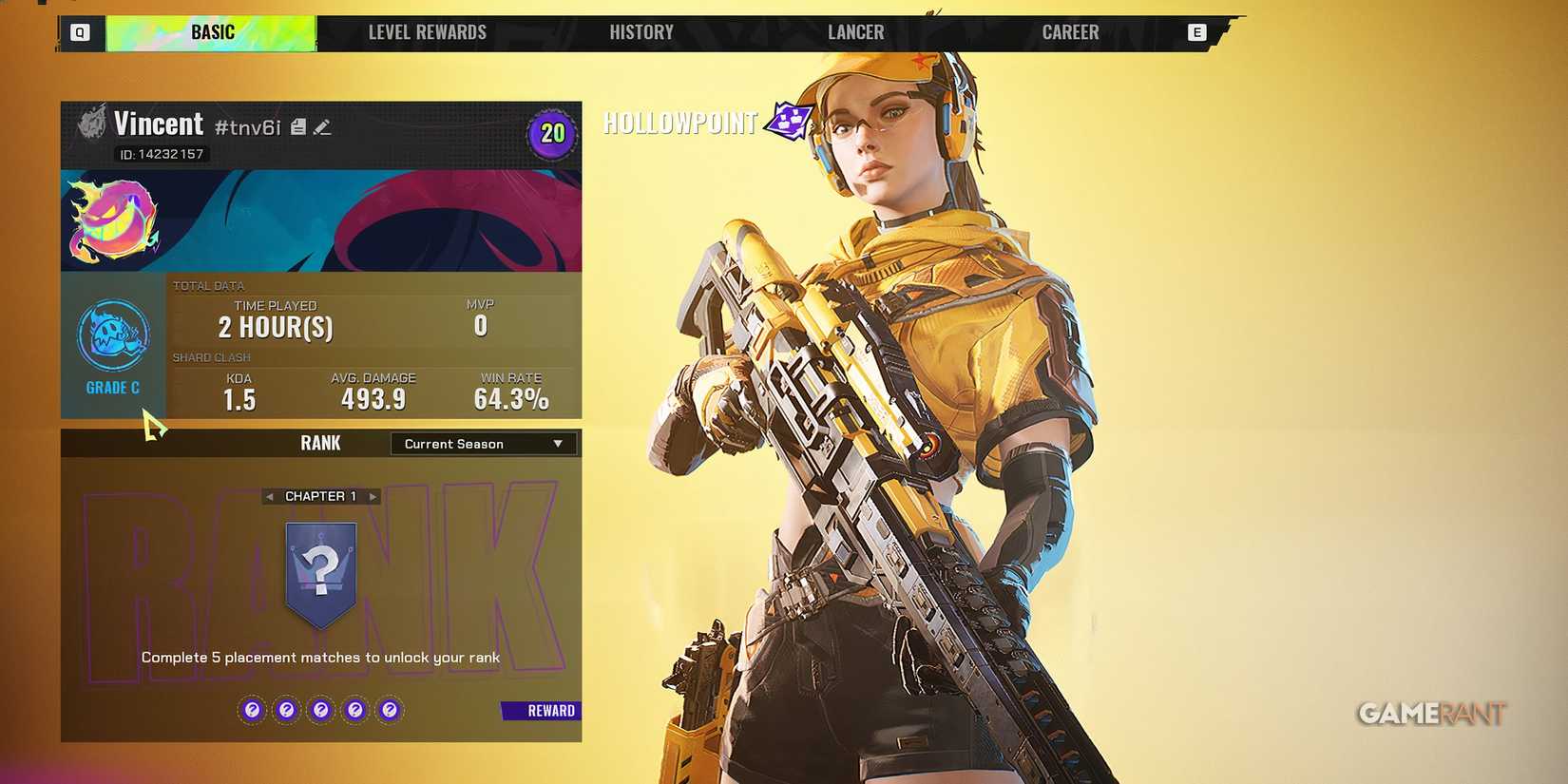 Profile page in Fragpunk